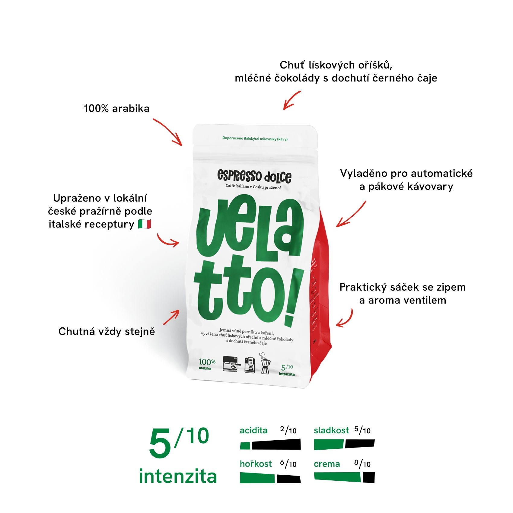 Káva Velatto Espresso Dolce