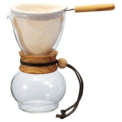 Dripper (Drip Pot) Hario Woodneck (DPW-3-OV) - na 4 šálky, 480 ml, olivové dřevo